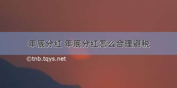 年底分红 年底分红怎么合理避税