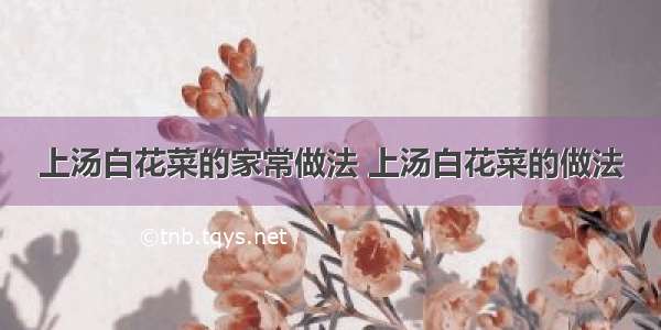 上汤白花菜的家常做法 上汤白花菜的做法