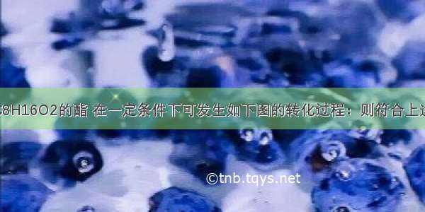 某分子式为C8H16O2的酯 在一定条件下可发生如下图的转化过程：则符合上述条件的酯的