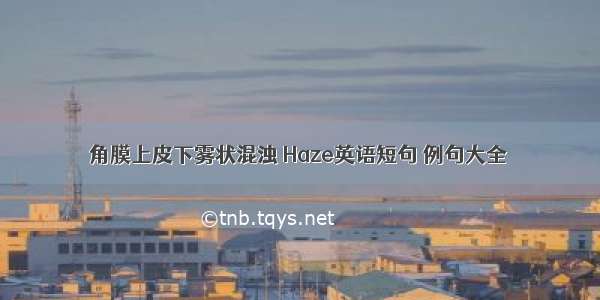 角膜上皮下雾状混浊 Haze英语短句 例句大全