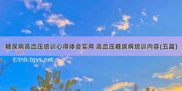 糖尿病高血压培训心得体会实用 高血压糖尿病培训内容(五篇)