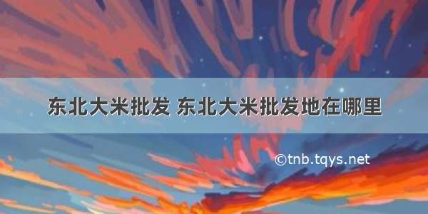 东北大米批发 东北大米批发地在哪里