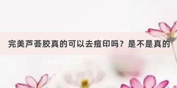 完美芦荟胶真的可以去痘印吗？是不是真的