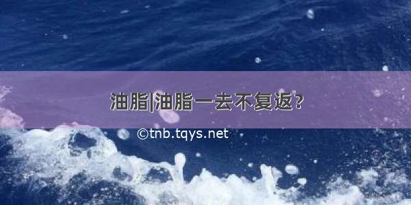 油脂|油脂一去不复返？