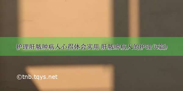 护理肝脓肿病人心得体会实用 肝脓肿病人的护理(6篇)