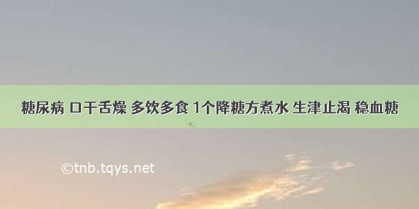 糖尿病 口干舌燥 多饮多食 1个降糖方煮水 生津止渴 稳血糖