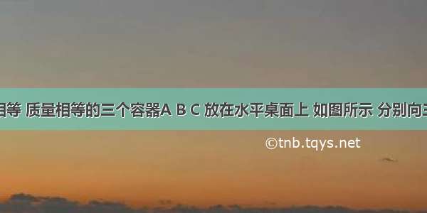 底面积相等 质量相等的三个容器A B C 放在水平桌面上 如图所示 分别向三个容器