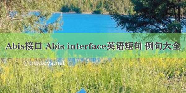 Abis接口 Abis interface英语短句 例句大全