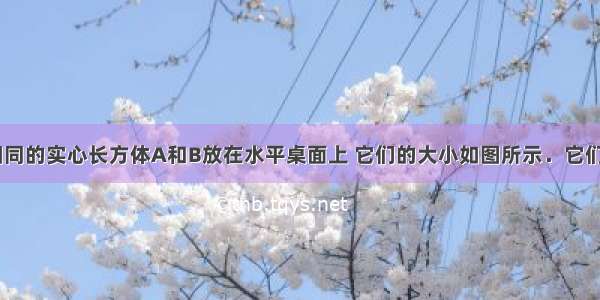 高度 材料相同的实心长方体A和B放在水平桌面上 它们的大小如图所示．它们对桌面的压