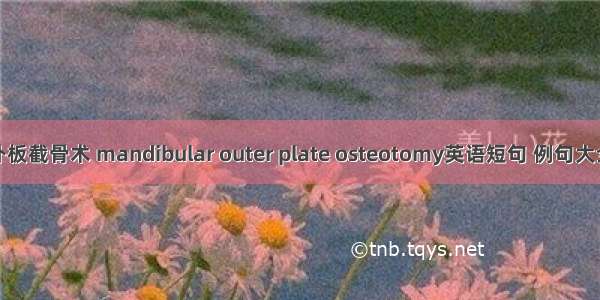 外板截骨术 mandibular outer plate osteotomy英语短句 例句大全