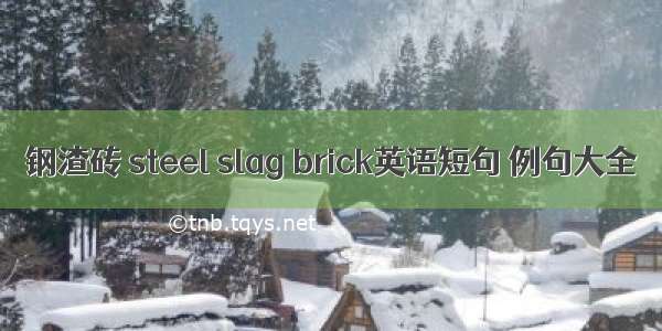 钢渣砖 steel slag brick英语短句 例句大全