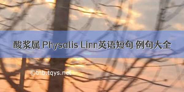 酸浆属 Physalis Linn英语短句 例句大全