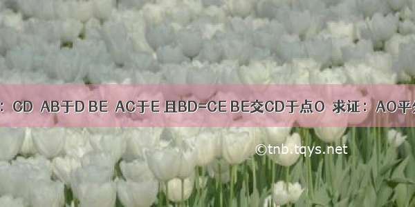 如图 已知：CD⊥AB于D BE⊥AC于E 且BD=CE BE交CD于点O．求证：AO平分∠BAC．