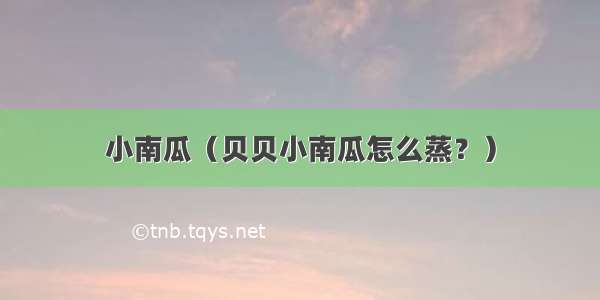 小南瓜（贝贝小南瓜怎么蒸？）