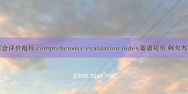 综合评价指标 comprehensive evaluation index英语短句 例句大全