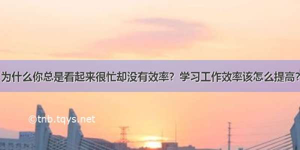 为什么你总是看起来很忙却没有效率？学习工作效率该怎么提高？