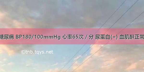 高血压合并糖尿病 BP180/100mmHg 心率65次／分 尿蛋白(+) 血肌酐正常 选用下列哪