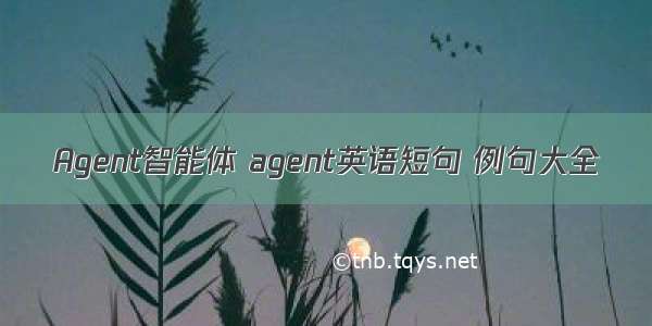 Agent智能体 agent英语短句 例句大全