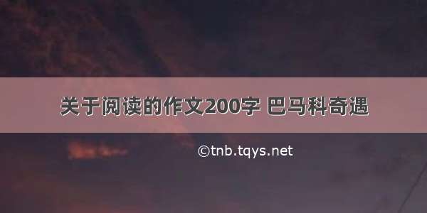 关于阅读的作文200字 巴马科奇遇