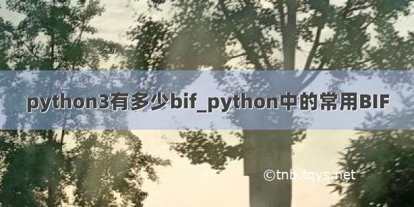 python3有多少bif_python中的常用BIF