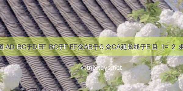 已知：如图 AD⊥BC于D EF⊥BC于F EF交AB于G 交CA延长线于E 且∠1=∠2．求证：AD