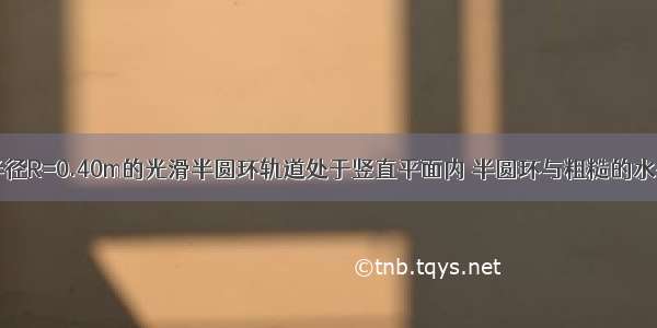 如图所示 半径R=0.40m的光滑半圆环轨道处于竖直平面内 半圆环与粗糙的水平地面相切