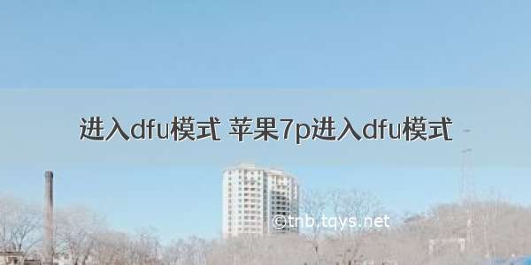 进入dfu模式 苹果7p进入dfu模式