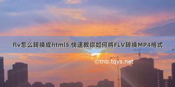 flv怎么转换成html5 快速教你如何将FLV转换MP4格式