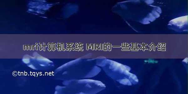 mri计算机系统 MRI的一些基本介绍