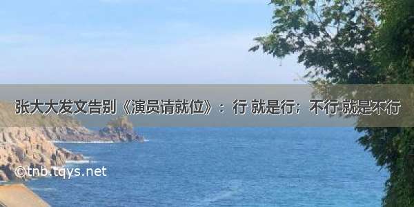 张大大发文告别《演员请就位》：行 就是行；不行 就是不行