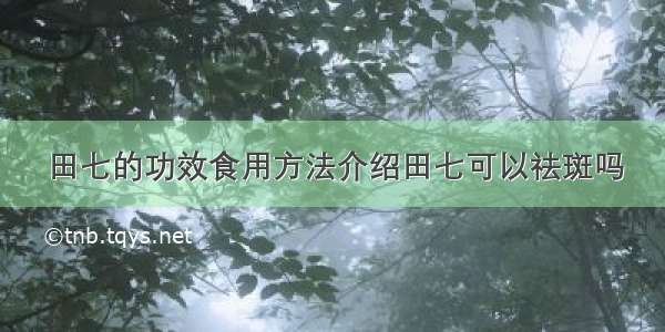 田七的功效食用方法介绍田七可以祛斑吗