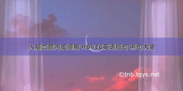 人脑血管内皮细胞 HBVEC英语短句 例句大全