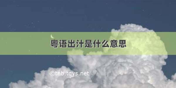 粤语出汁是什么意思