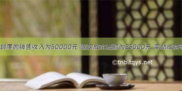 某企业计划度的销售收入为50000元 固定成本总额为25000元 变动成本率为60% 