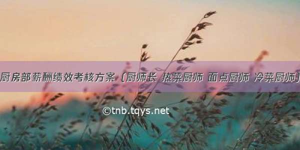 厨房部薪酬绩效考核方案（厨师长 热菜厨师 面点厨师 冷菜厨师）