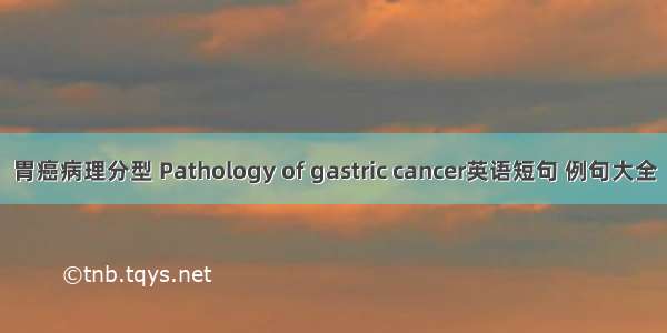 胃癌病理分型 Pathology of gastric cancer英语短句 例句大全