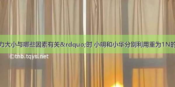 在探究“浮力大小与哪些因素有关”时 小明和小华分别利用重为1N的橡皮泥 弹簧测力计