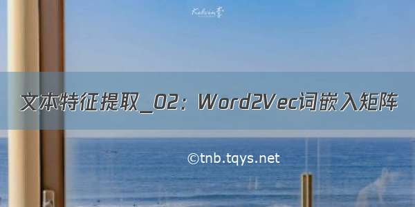 文本特征提取_02：Word2Vec词嵌入矩阵