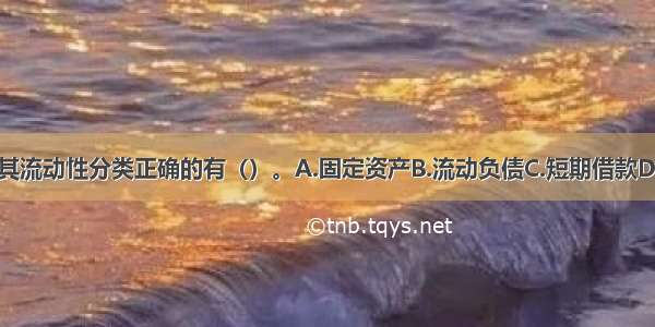 企业负债按其流动性分类正确的有（）。A.固定资产B.流动负债C.短期借款D.非流动负债