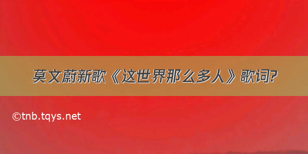 莫文蔚新歌《这世界那么多人》歌词?