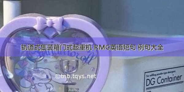 轨道式集装箱门式起重机 RMG英语短句 例句大全