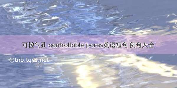 可控气孔 controllable pores英语短句 例句大全