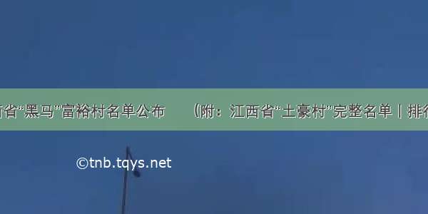 江西省“黑马”富裕村名单公布 ​（附：江西省“土豪村”完整名单丨排行榜）