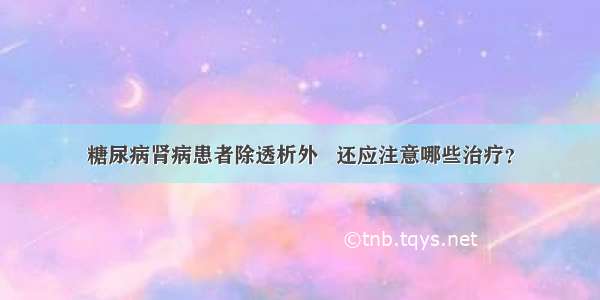 糖尿病肾病患者除透析外   还应注意哪些治疗？