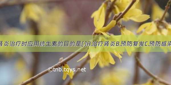 急性肾小球肾炎治疗时应用抗生素的目的是()A.治疗肾炎B.预防复发C.预防感染D.治疗并发