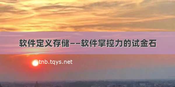 软件定义存储——软件掌控力的试金石