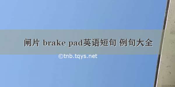 闸片 brake pad英语短句 例句大全