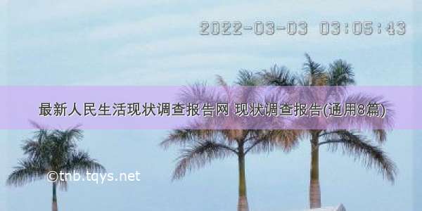 最新人民生活现状调查报告网 现状调查报告(通用8篇)