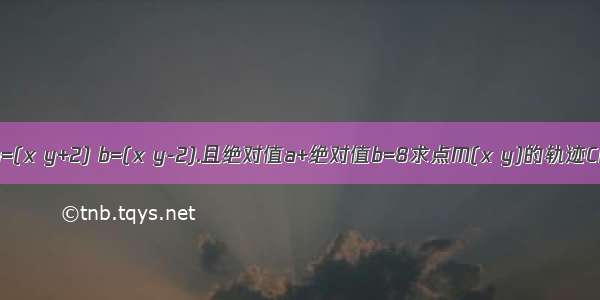 若向量a=(x y+2) b=(x y-2).且绝对值a+绝对值b=8求点M(x y)的轨迹C的方程