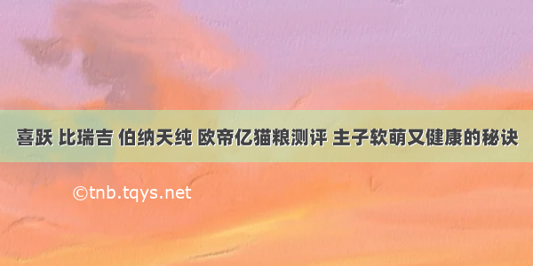 喜跃 比瑞吉 伯纳天纯 欧帝亿猫粮测评 主子软萌又健康的秘诀